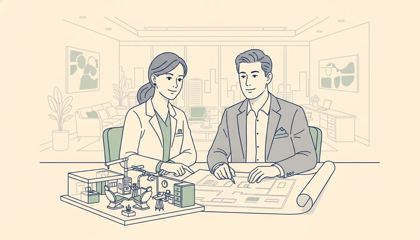 Dental practice owner and advisor reviewing transition decisions