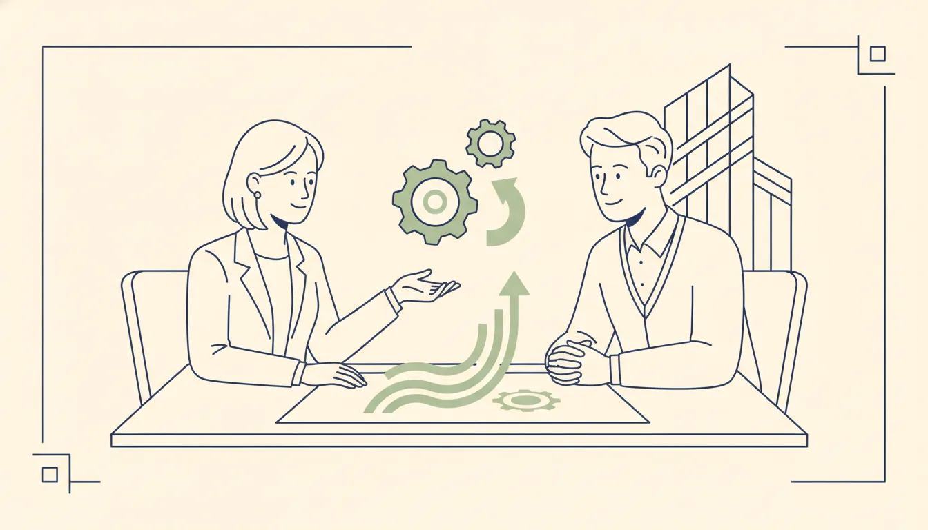 Dental practice owner reviewing financial performance with an independent advisor