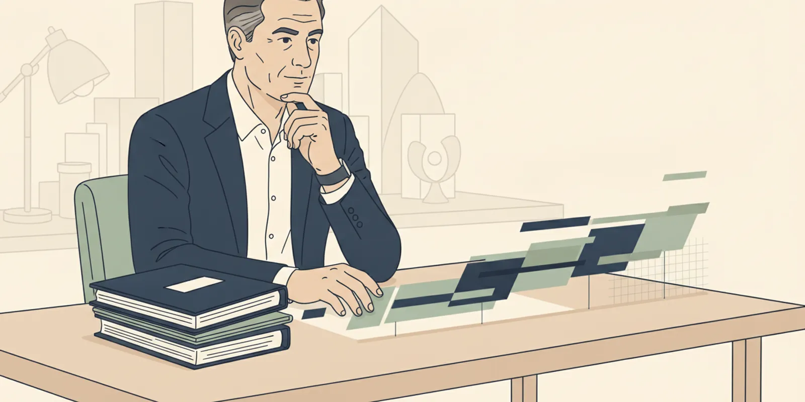 Dental practice owner reviewing financial documents at a desk