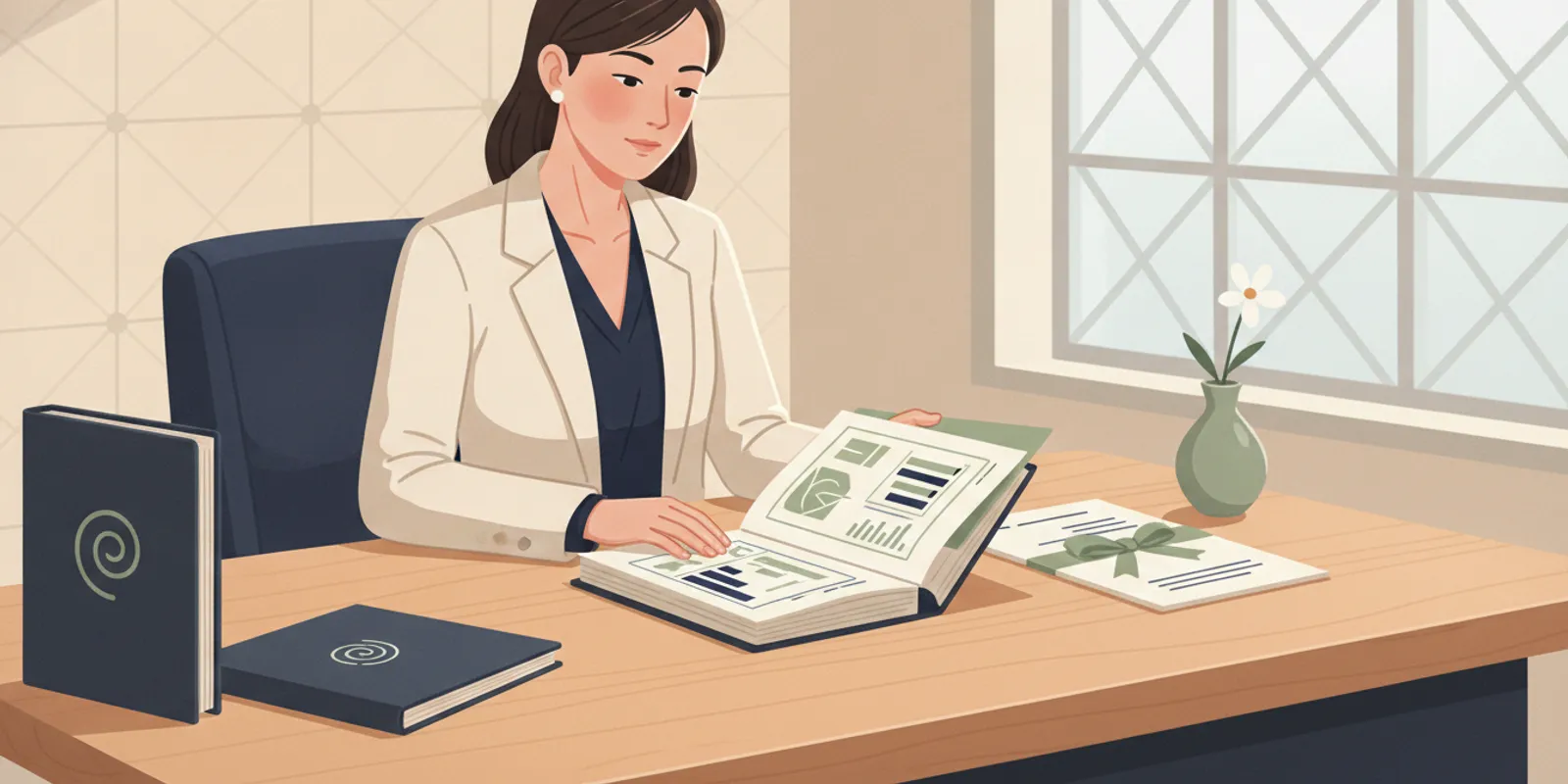 Practice owner reviewing financial and operating records at a desk