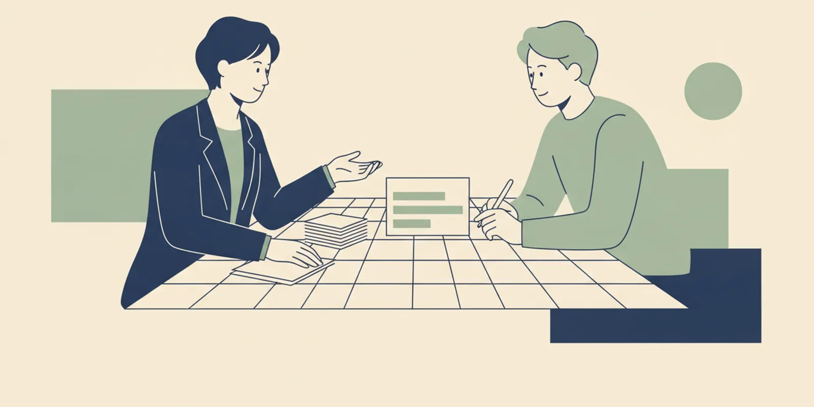 Practice owner reviewing financial statements with an advisor at a desk