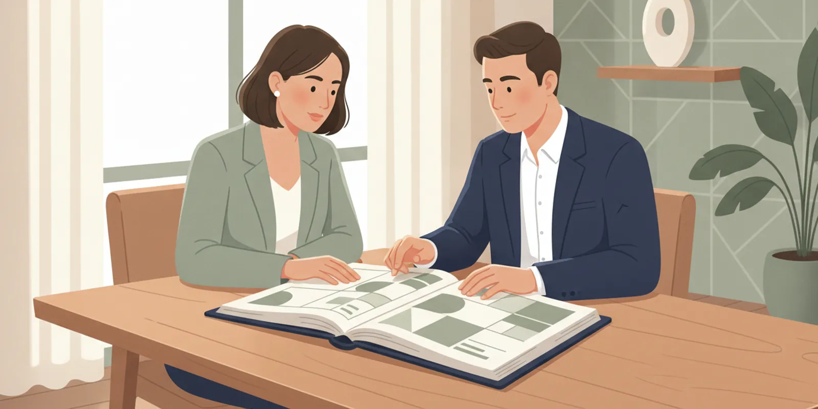 Practice owner reviewing transaction documents with an advisor at a desk