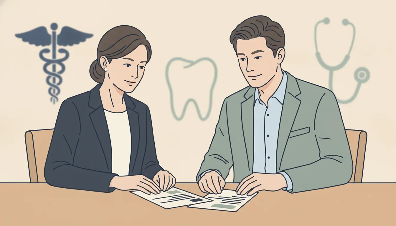 Healthcare practice owner reviewing a professional practice sale plan with an advisor