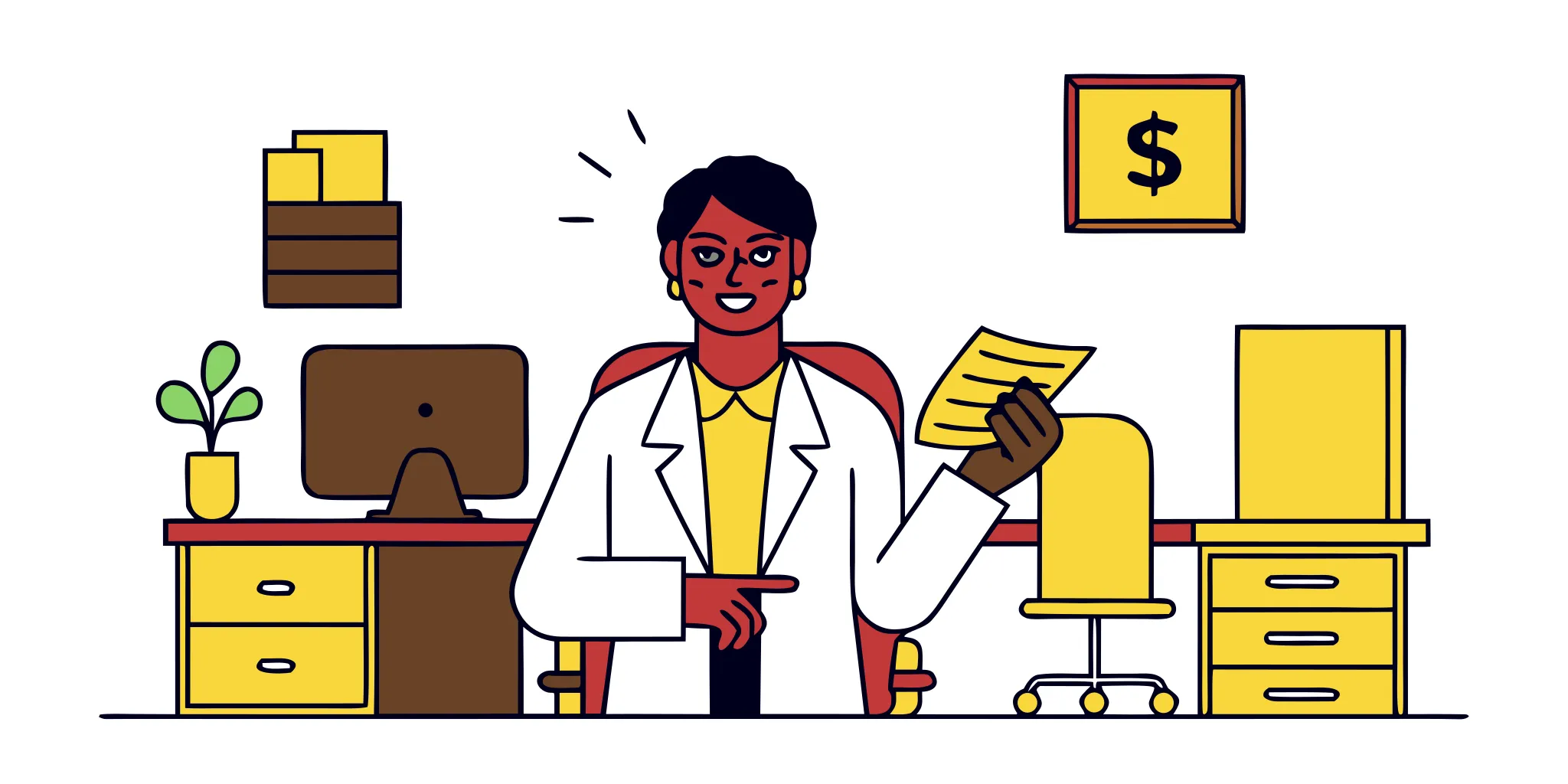 Dental practice owner reviewing financial documents and sale structure options