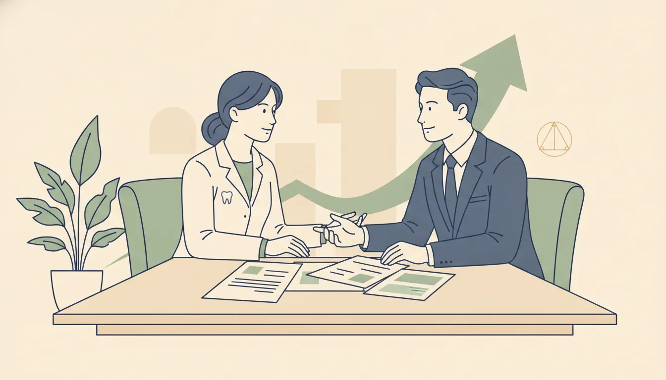 Dental practice owner and advisor planning how to sell a dental practice
