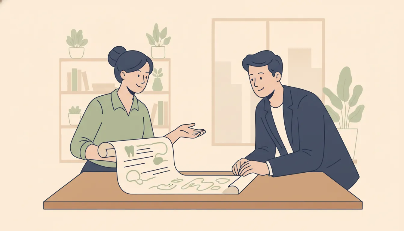 Dental practice owner reviewing sale preparation steps with an advisor
