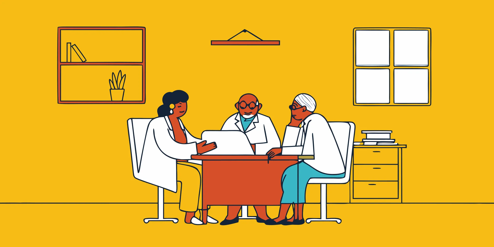 Dental practice owners reviewing financial performance with an advisor