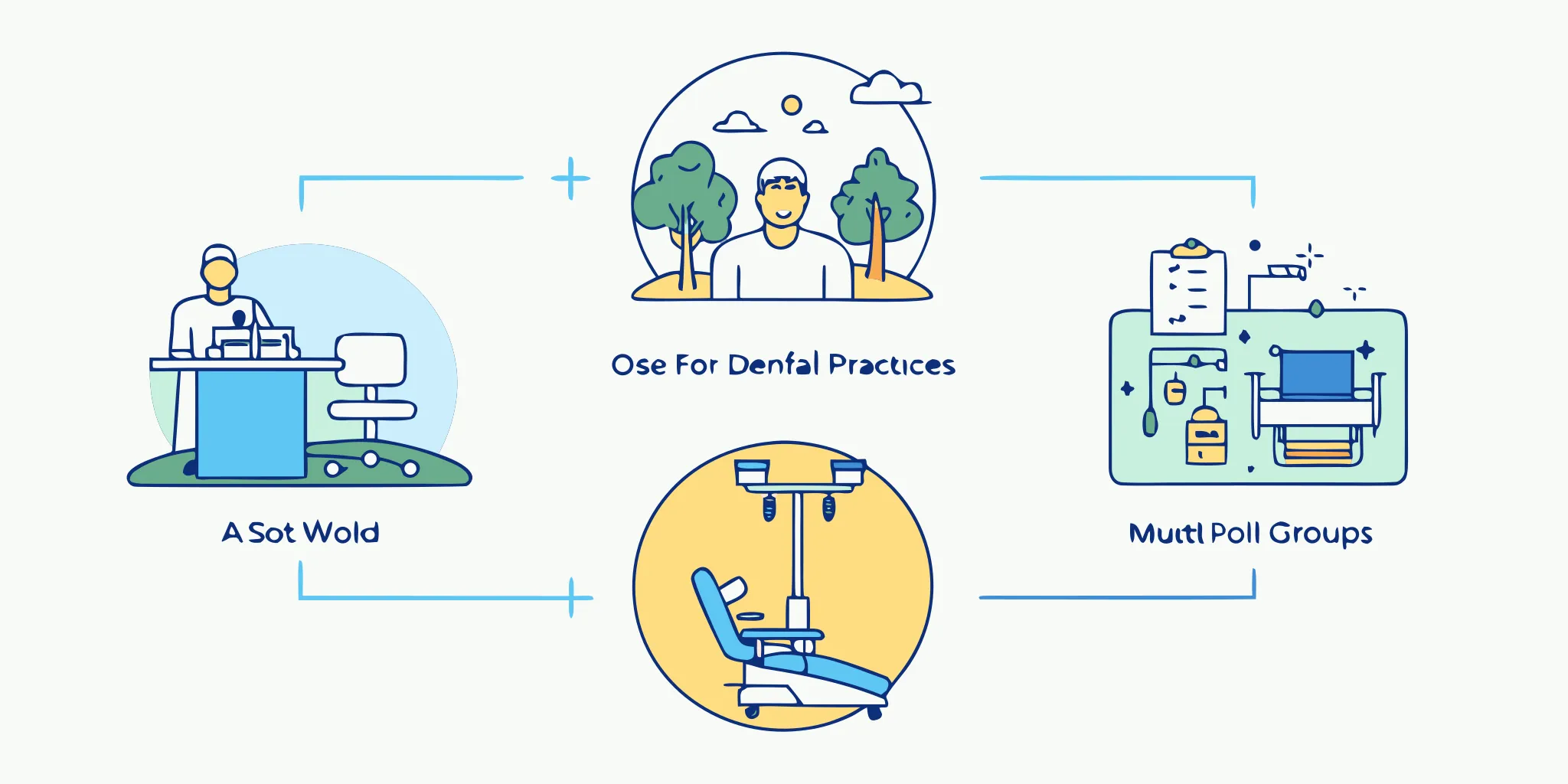 Comparison chart of three dental practice valuation methods: SDE for solo practices, EBITDA multiples for group practices, and asset-based valuation for equipment-heavy practices
