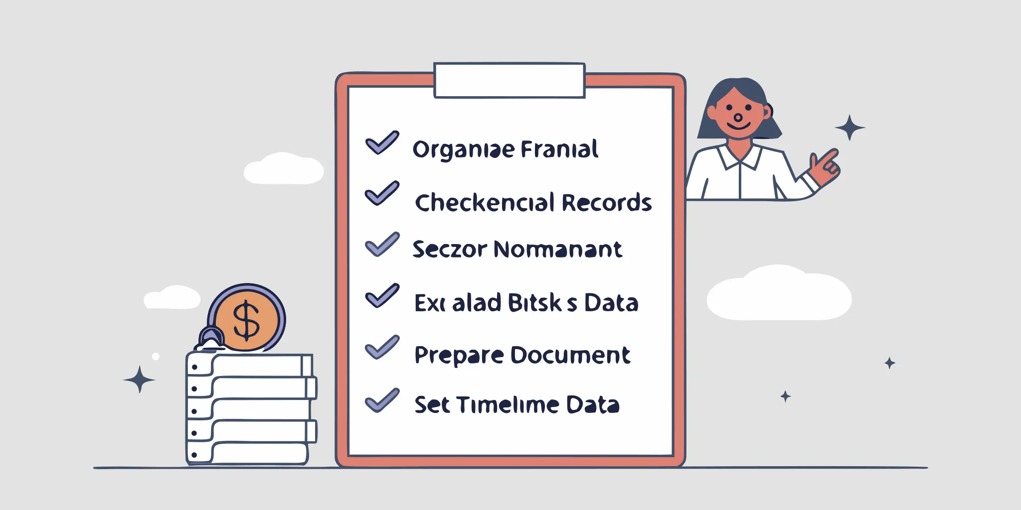 Checklist infographic showing steps for dental practice sale preparation including financial records, EBITDA normalization, add-backs documentation, and data room organization